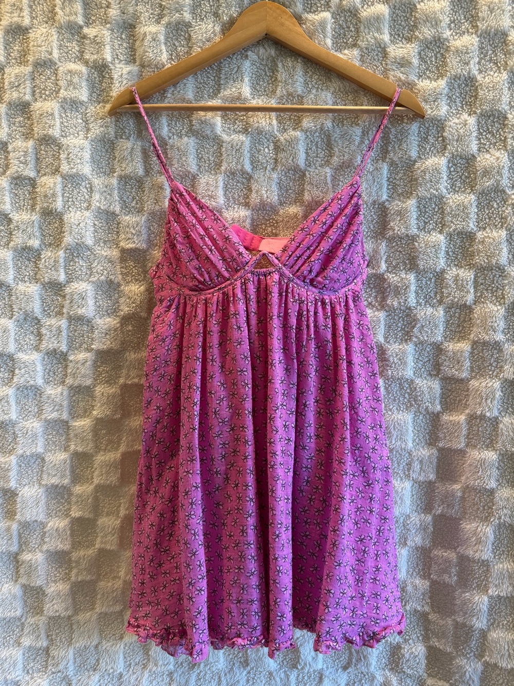 Sky to Moon Pink Floral Mini Dress Underwire Bra Top Size Medium Y2K